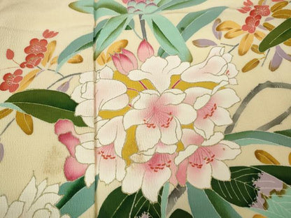 平和屋着物●本加賀友禅作家 矢田博 訪問着 枝花文 暈し染め 金彩 正絹 逸品 CABA1741ut