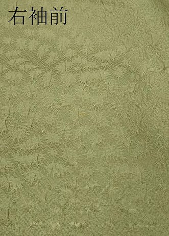 平和屋着物●上質な色無地 ふくれ織 辻が花地紋 抹茶色 正絹 逸品 CABA1745ut