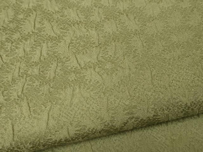 平和屋着物●上質な色無地 ふくれ織 辻が花地紋 抹茶色 正絹 逸品 CABA1745ut