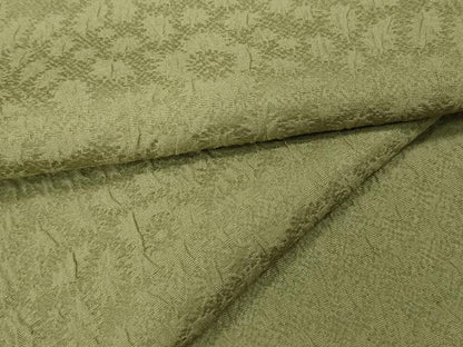 平和屋着物●上質な色無地 ふくれ織 辻が花地紋 抹茶色 正絹 逸品 CABA1745ut