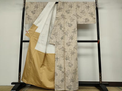 平和屋着物●上質な紬　草花文　正絹　逸品　CABA1751ut