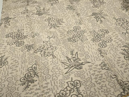 平和屋着物●上質な紬　草花文　正絹　逸品　CABA1751ut