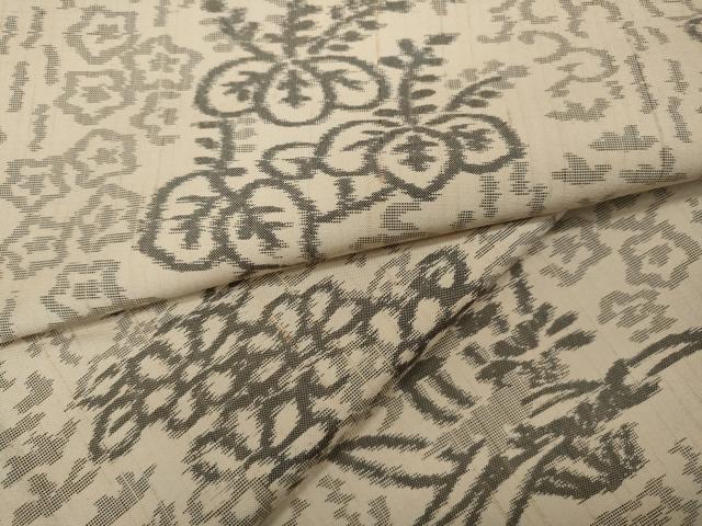 平和屋着物●上質な紬　草花文　正絹　逸品　CABA1751ut