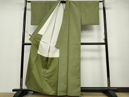 平和屋着物●上質な紬　横段霞文　正絹　逸品　CABA1754ut