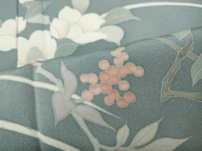 平和屋着物●訪問着 友禅 枝花文 暈し染め 正絹 逸品 CABA1755ut