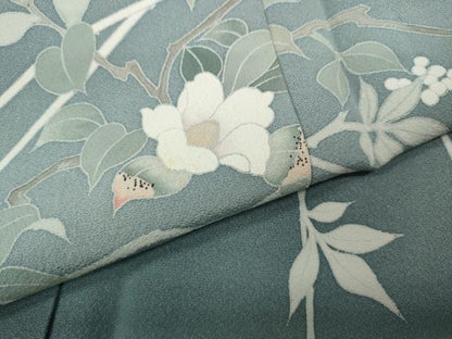 平和屋着物●訪問着 友禅 枝花文 暈し染め 正絹 逸品 CABA1755ut