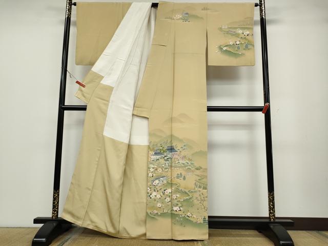 平和屋着物●訪問着　友禅　作家物　風景草花文　正絹　逸品　CABA1766ut