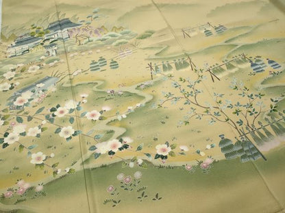 平和屋着物●訪問着　友禅　作家物　風景草花文　正絹　逸品　CABA1766ut