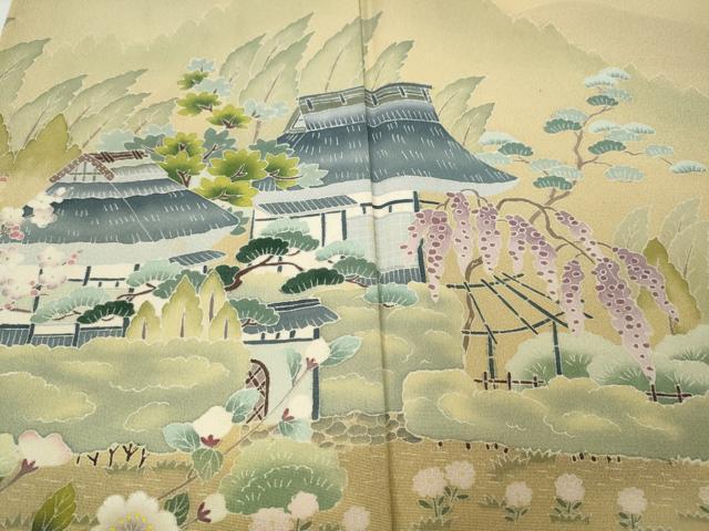 平和屋着物●訪問着　友禅　作家物　風景草花文　正絹　逸品　CABA1766ut
