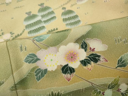 平和屋着物●訪問着　友禅　作家物　風景草花文　正絹　逸品　CABA1766ut