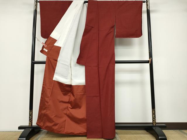 平和屋着物●上質な紬　蘇芳色　やまと誂製　正絹　逸品　未使用　CABE7015ut