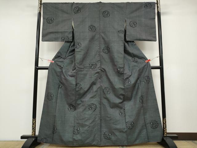 平和屋着物●本場大島紬　7マルキ　草花丸文　正絹　逸品　CABA1772ut