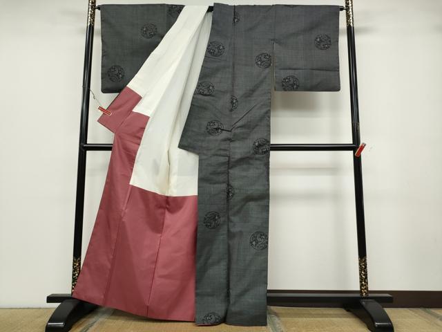 平和屋着物●本場大島紬　7マルキ　草花丸文　正絹　逸品　CABA1772ut