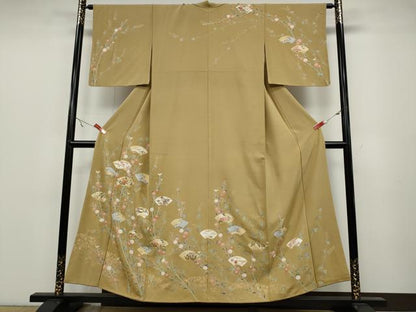 平和屋着物●訪問着　駒刺繍　地紙花文　金彩　正絹　逸品　CABA1775ut