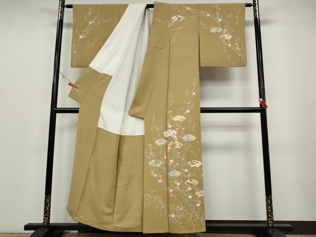 平和屋着物●訪問着　駒刺繍　地紙花文　金彩　正絹　逸品　CABA1775ut