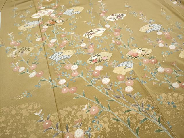 平和屋着物●訪問着　駒刺繍　地紙花文　金彩　正絹　逸品　CABA1775ut