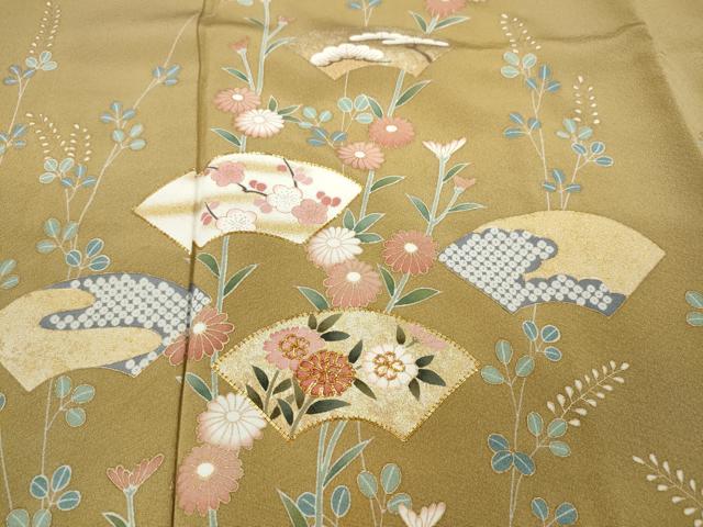 平和屋着物●訪問着　駒刺繍　地紙花文　金彩　正絹　逸品　CABA1775ut