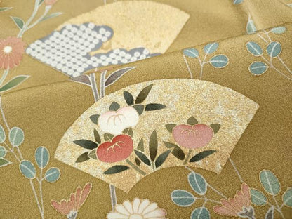 平和屋着物●訪問着　駒刺繍　地紙花文　金彩　正絹　逸品　CABA1775ut