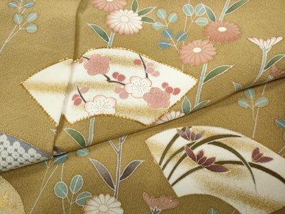 平和屋着物●訪問着　駒刺繍　地紙花文　金彩　正絹　逸品　CABA1775ut