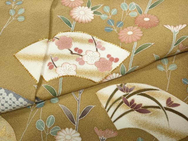 平和屋着物●訪問着　駒刺繍　地紙花文　金彩　正絹　逸品　CABA1775ut