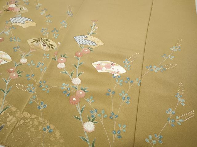 平和屋着物●訪問着　駒刺繍　地紙花文　金彩　正絹　逸品　CABA1775ut