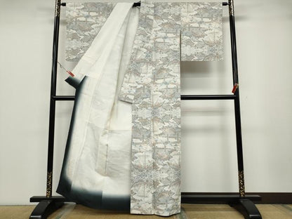 平和屋着物●上質な紬　船人物文　正絹　逸品　CABA1777ut