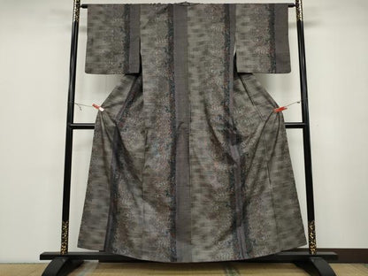 平和屋着物●本場大島紬　9マルキ　草花間道　正絹　逸品　CABA1778ut