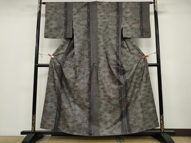 平和屋着物●本場大島紬　9マルキ　草花間道　正絹　逸品　CABA1778ut