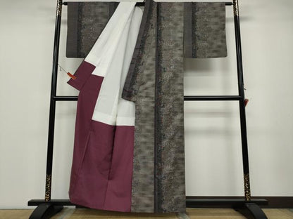 平和屋着物●本場大島紬　9マルキ　草花間道　正絹　逸品　CABA1778ut