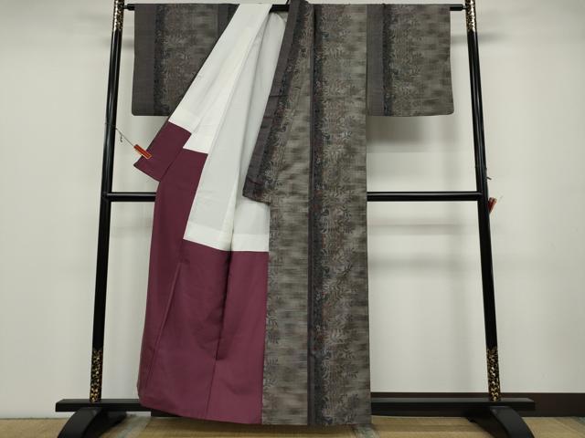 平和屋着物●本場大島紬　9マルキ　草花間道　正絹　逸品　CABA1778ut