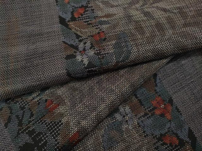 平和屋着物●本場大島紬　9マルキ　草花間道　正絹　逸品　CABA1778ut