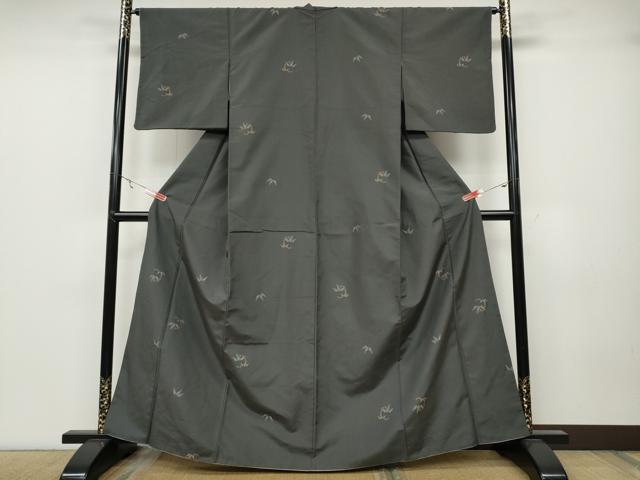平和屋着物●上質な紬　笹丸文　正絹　逸品　CABA1785ut