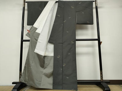 平和屋着物●上質な紬　笹丸文　正絹　逸品　CABA1785ut
