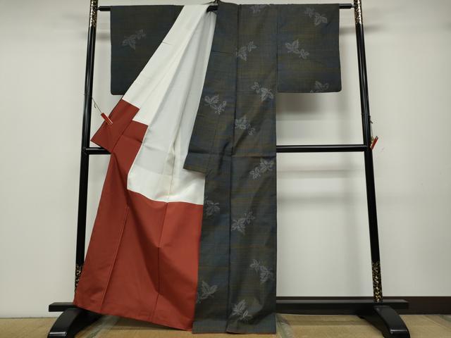 平和屋着物●本場大島紬　7マルキ　舞楓文　正絹　逸品　CABA1786ut