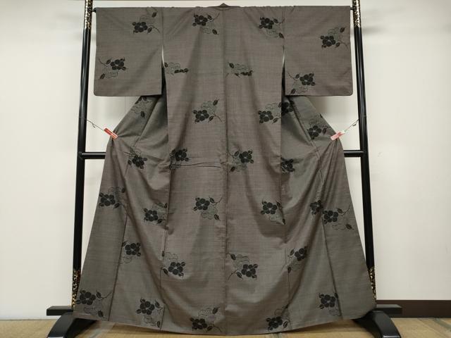 平和屋着物●本場大島紬　7マルキ　枝椿　正絹　逸品　CABA1791ut