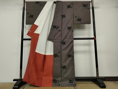 平和屋着物●本場大島紬　7マルキ　枝椿　正絹　逸品　CABA1791ut