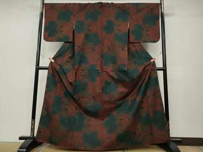平和屋着物●本場大島紬　7マルキ　蔦の葉文　正絹　逸品　CABA1806ut