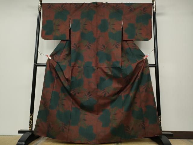 平和屋着物●本場大島紬　7マルキ　蔦の葉文　正絹　逸品　CABA1806ut