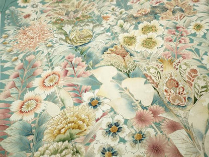 平和屋着物●アンティーク　大正ロマン　訪問着　刺繍　更紗花文　金彩　正絹　逸品　CABA1819ut