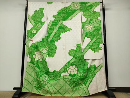 平和屋着物●豪華振袖　駒刺繍　絞り　籬花文　金彩　正絹　逸品　CABA1820ut