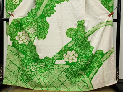 平和屋着物●豪華振袖　駒刺繍　絞り　籬花文　金彩　正絹　逸品　CABA1820ut