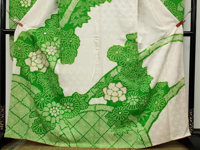 平和屋着物●豪華振袖　駒刺繍　絞り　籬花文　金彩　正絹　逸品　CABA1820ut