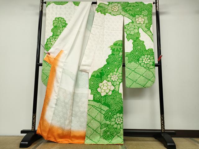 平和屋着物●豪華振袖　駒刺繍　絞り　籬花文　金彩　正絹　逸品　CABA1820ut