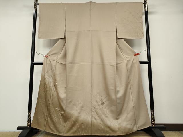 平和屋着物●訪問着　刺繍　草花文　暈し染め　金彩　正絹　逸品　未使用　CABA1822ut
