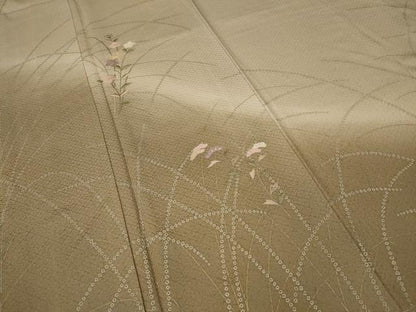 平和屋着物●訪問着　刺繍　草花文　暈し染め　金彩　正絹　逸品　未使用　CABA1822ut