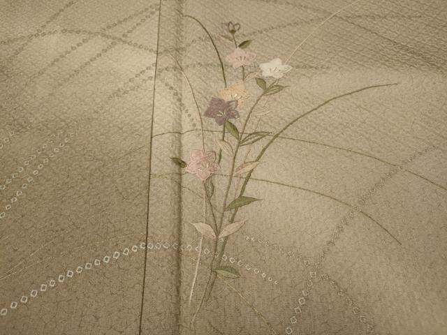 平和屋着物●訪問着　刺繍　草花文　暈し染め　金彩　正絹　逸品　未使用　CABA1822ut