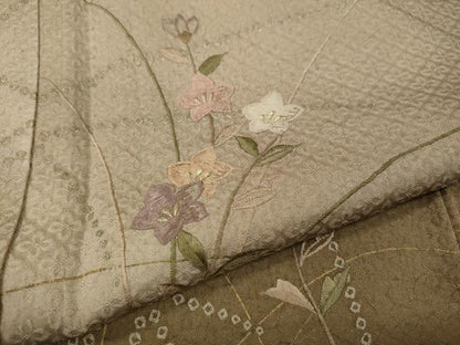 平和屋着物●訪問着　刺繍　草花文　暈し染め　金彩　正絹　逸品　未使用　CABA1822ut