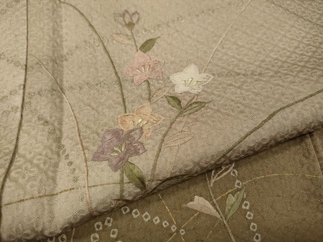 平和屋着物●訪問着　刺繍　草花文　暈し染め　金彩　正絹　逸品　未使用　CABA1822ut