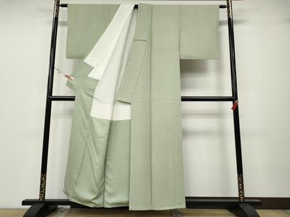 平和屋着物●上質な色無地　霞地紋　夏虫色　正絹　逸品　CABA1823ut
