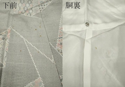 平和屋着物●本場大島紬　白大島　120亀甲　切嵌吉祥花文　正絹　逸品　CABA1830ut